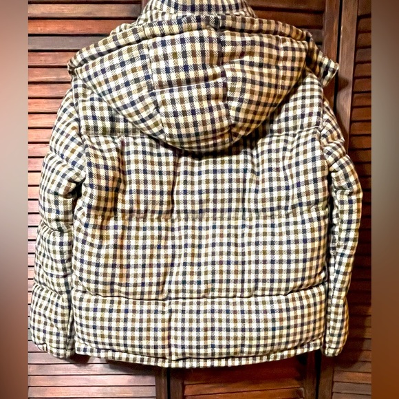 Mango Wool Plaid Puffer Quilted Jacket with detachable hood. - Picture 3 of 3